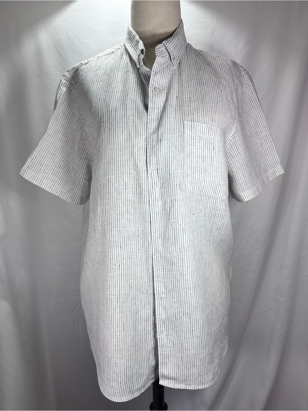Everlane Men’s Light Gray Pinstripe Short-Sleeve Button-Down Shirt